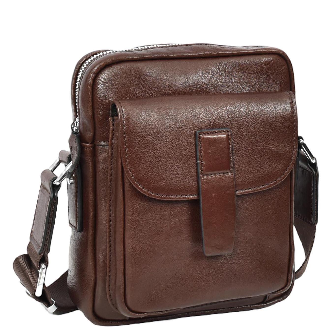 Mens Real Leather Cross Body Bag Small Size Travel Pouch Malmo Brown (Min Order From 10Pcs)
