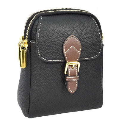 Women's Real Leather Cross Body Bag Small Size Sling Pouch Elizabeth Black (Min Order From 10Pcs)