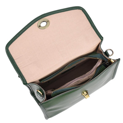 Women's Real Leather Handbag Small Cross Body Shoulder Bag Havana Green ( Min Order From 10/Pcs )