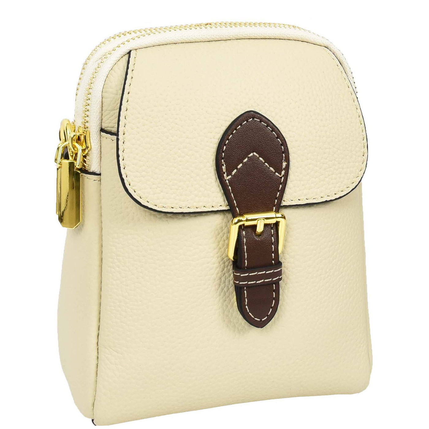 Women's Real Leather Cross Body Bag Small Size Sling Pouch Elizabeth White (Min Order From 10Pcs)