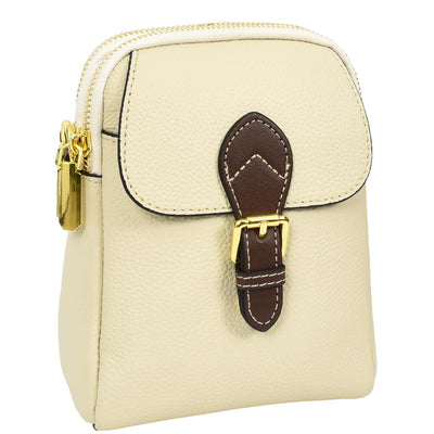 Women's Real Leather Cross Body Bag Small Size Sling Pouch Elizabeth White (Min Order From 10Pcs)