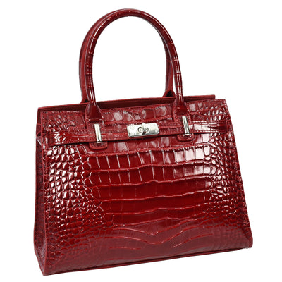 Women Real Leather Handbag Mid Size Organiser Top-Handle Handbag Noelle Red (Min Order From 10Pcs)