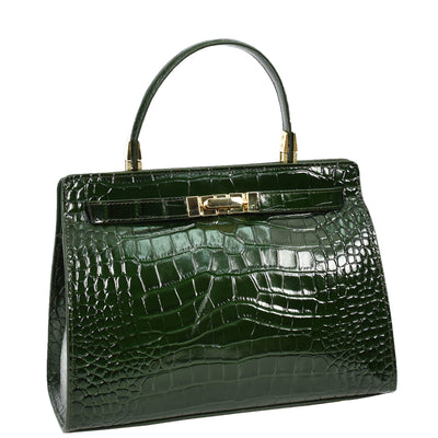 Women's Real Leather Handbag Small Organiser Top-Handle Handbag Camille Green ( Min Order From 10/Pcs )
