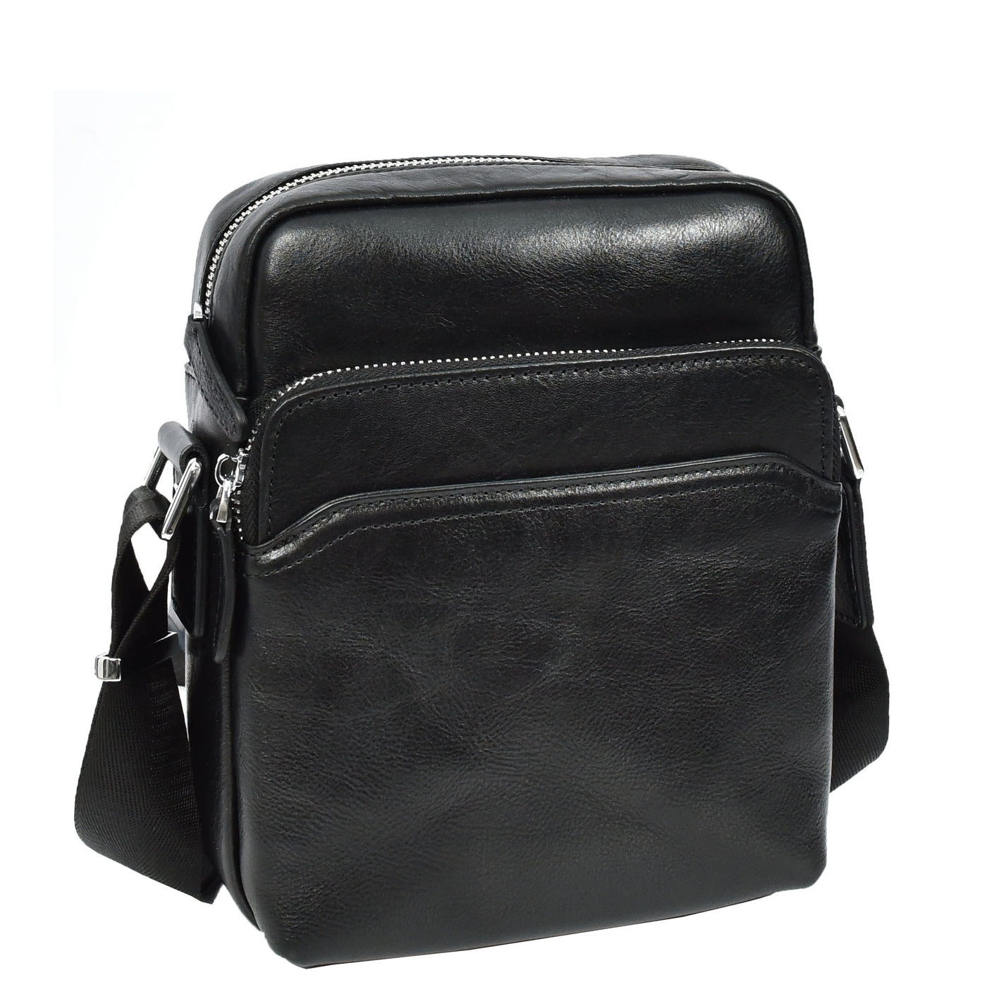 Mens Real Leather Cross Body Bag Small Size Travel Pouch Hanoi Black (Min Order From 10Pcs)