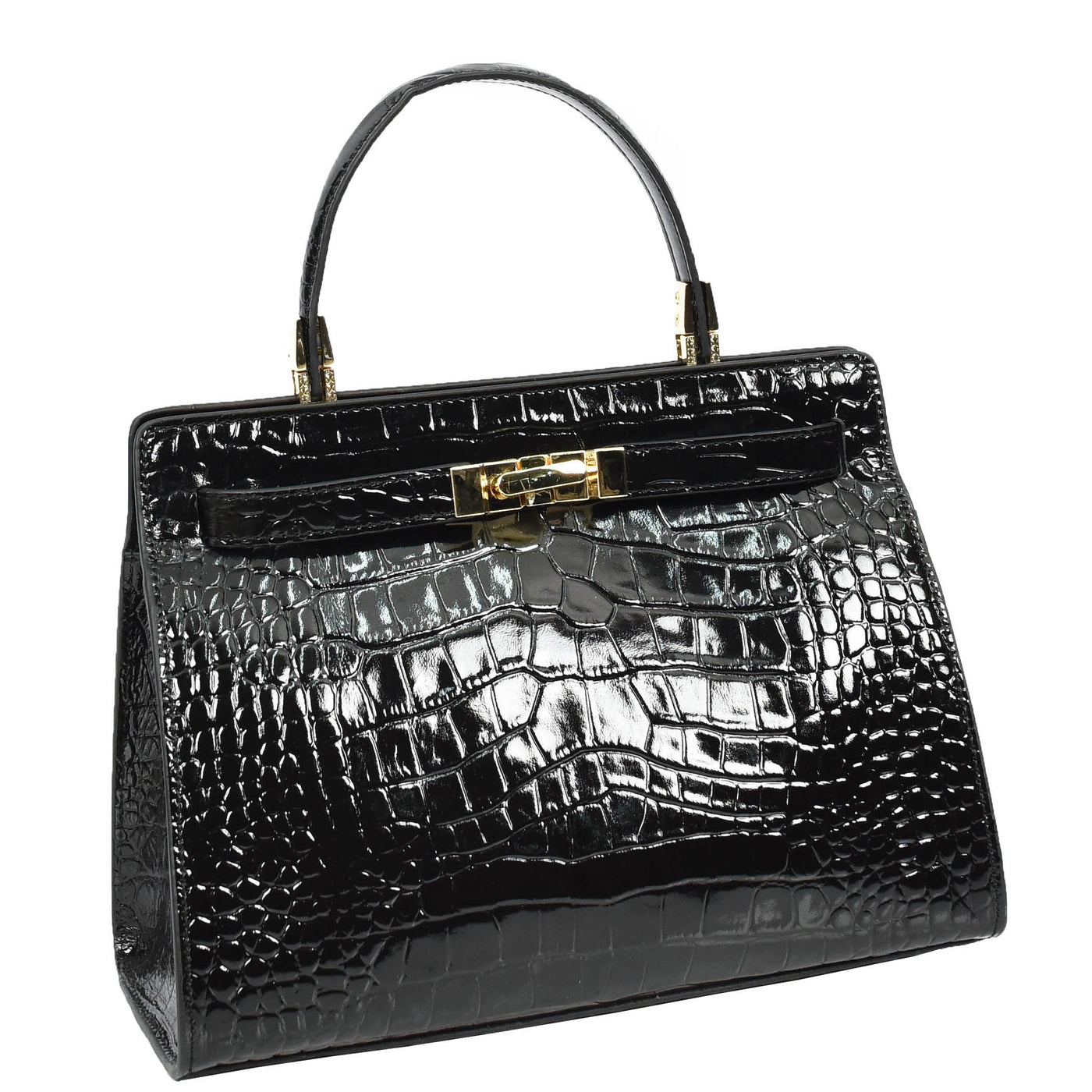 Women's Real Leather Handbag Small Organiser Top-Handle Handbag Camille Black ( Min Order From 10/Pcs )