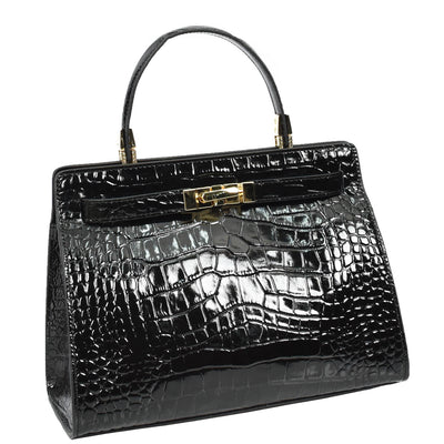 Women's Real Leather Handbag Small Organiser Top-Handle Handbag Camille Black ( Min Order From 10/Pcs )