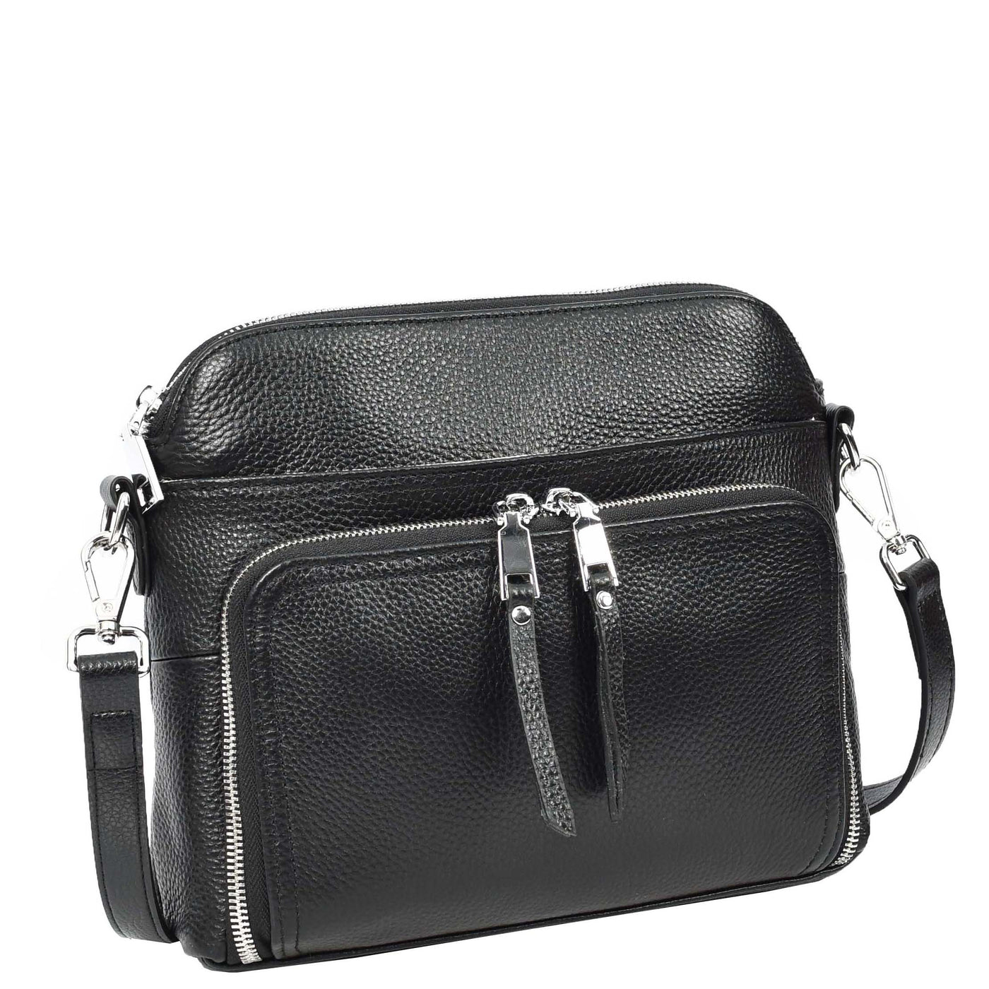 Womens Real Leather Cross Body Bag Classic Sling Style Skye Black (Min Order From 10Pcs)