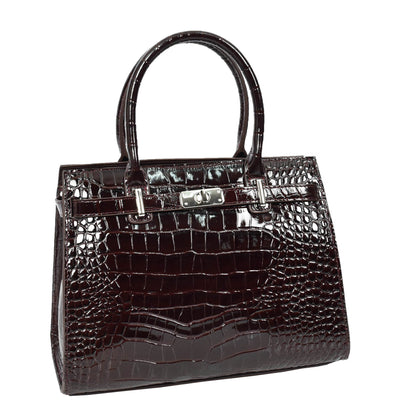 Women Real Leather Handbag Mid Size Organiser Top-Handle Handbag Noelle Brown (Min Order From 10Pcs)