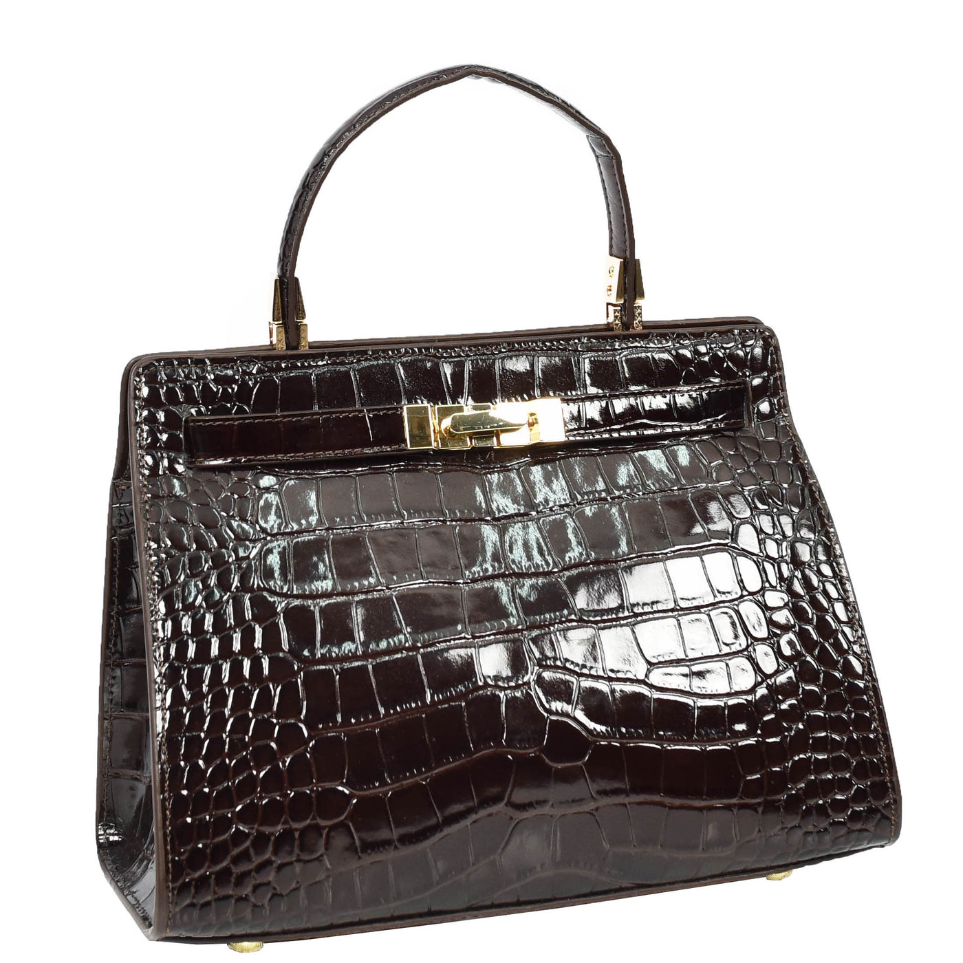 Women's Real Leather Handbag Small Organiser Top-Handle Handbag Camille Brown ( Min Order From 10/Pcs )