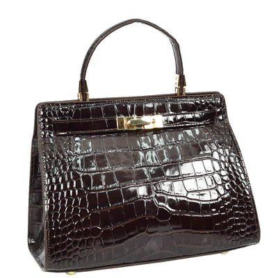Women's Real Leather Handbag Small Organiser Top-Handle Handbag Camille Brown ( Min Order From 10/Pcs )