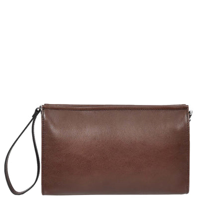 Mens Real Leather Wrist Bag Organiser Cross Body Style Suva Brown (Min Order From 10Pcs)