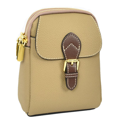 Women's Real Leather Cross Body Bag Small Size Sling Pouch Elizabeth Beige (Min Order From 10Pcs)