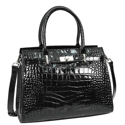 Women Real Leather Handbag Mid Size Organiser Top-Handle Handbag Noelle Black (Min Order From 10Pcs)