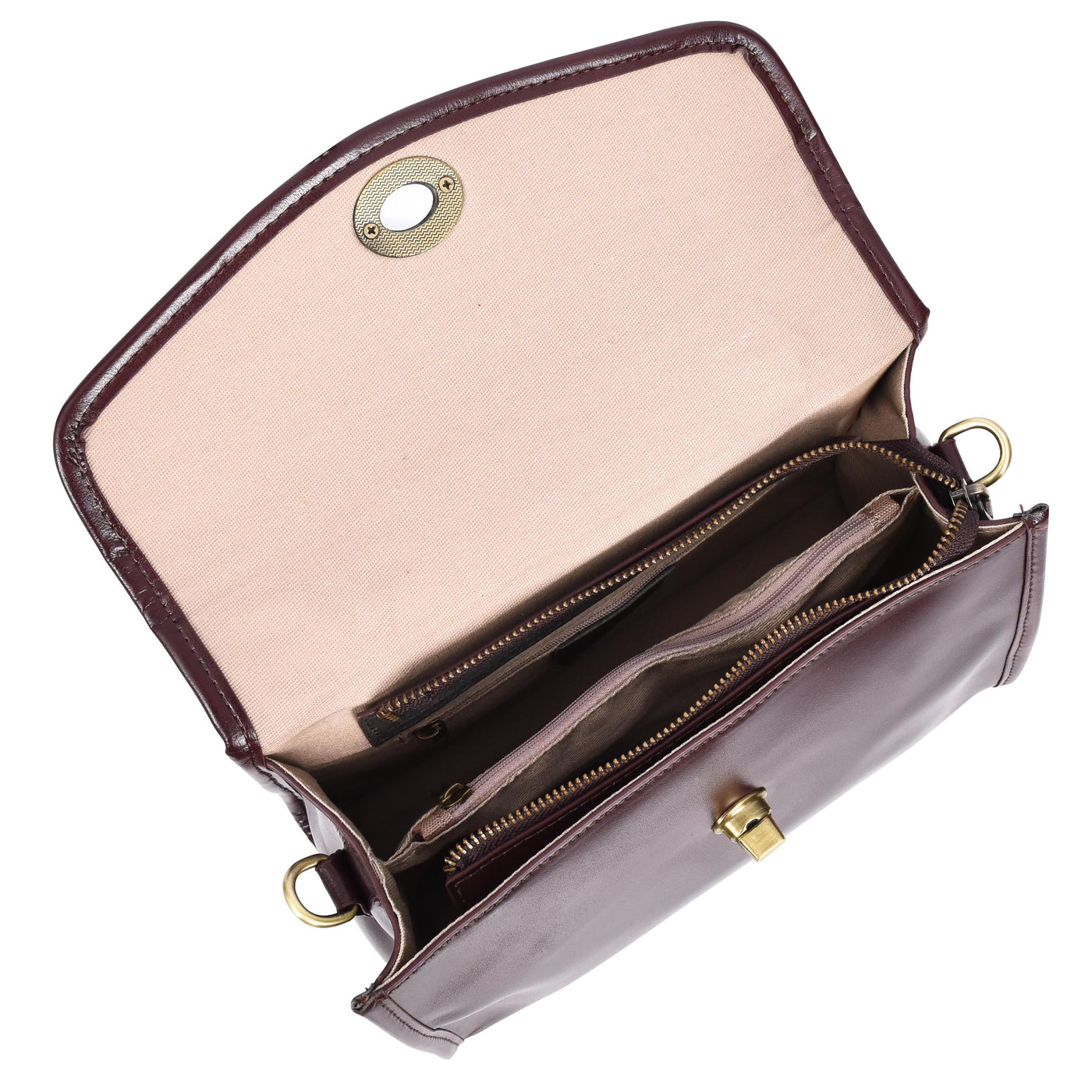 Women's Real Leather Handbag Small Cross Body Shoulder Bag Havana Wine ( Min Order From 10/Pcs )