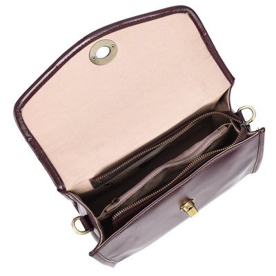 Women's Real Leather Handbag Small Cross Body Shoulder Bag Havana Wine ( Min Order From 10/Pcs )