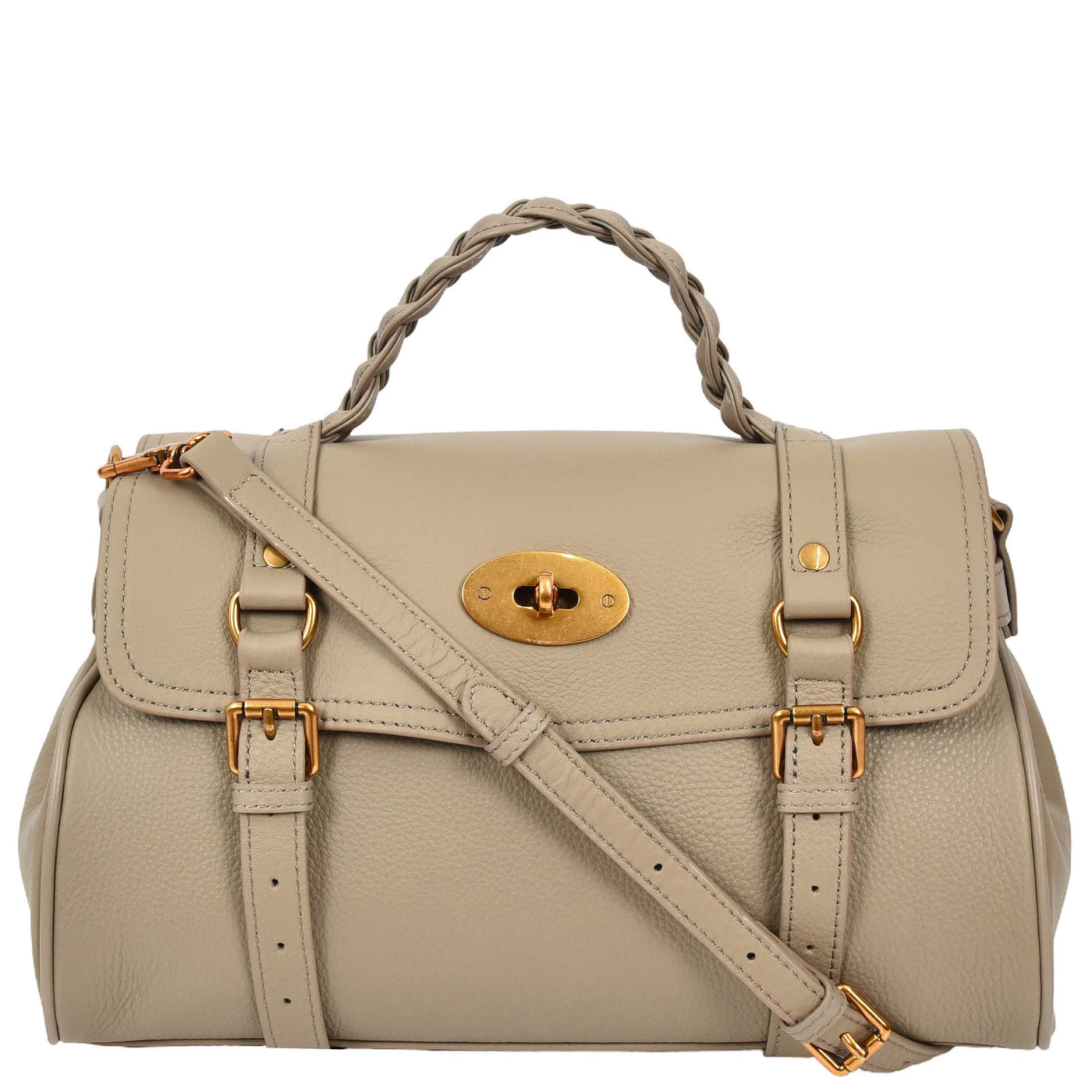 Womens Real Leather Handbag Classic Satchel Top-Handle Style Greta Gray (Min Order From 10Pcs)
