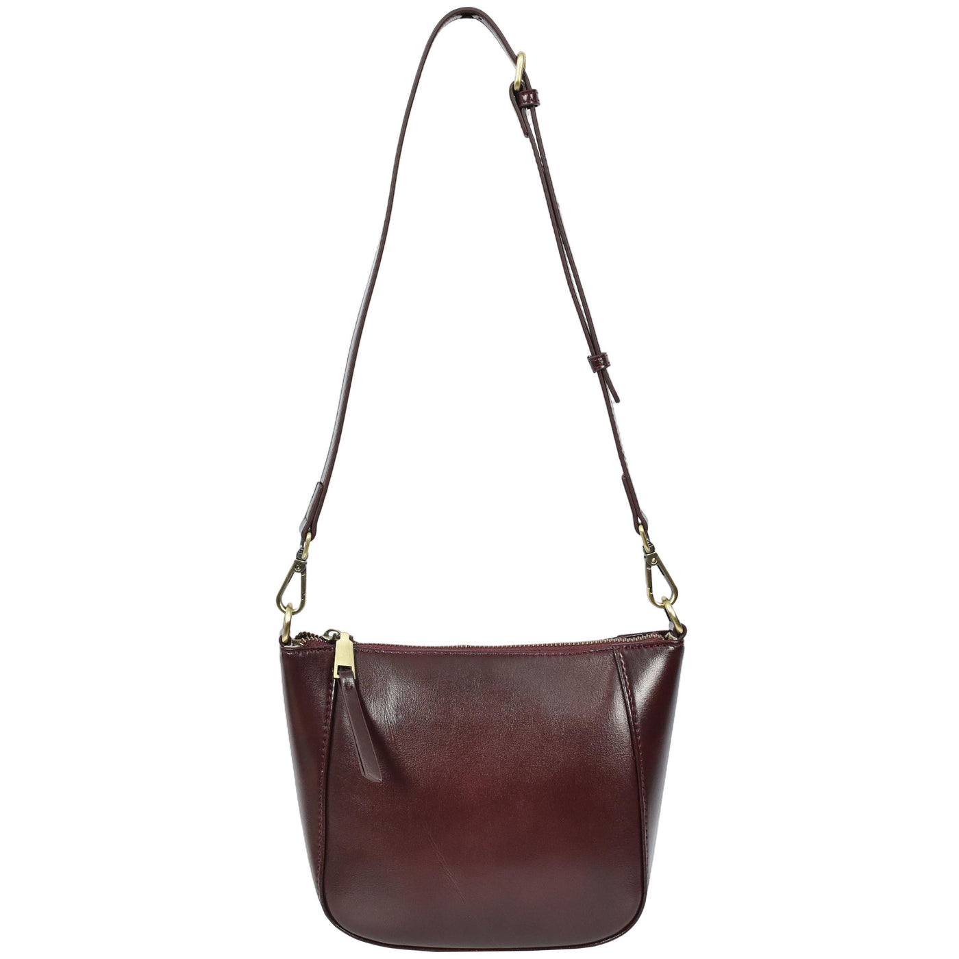 Women's Real Leather Cross Body Bag Small Size Sling Pouch Catherine BURGUNDY (Min Order From 10Pcs)
