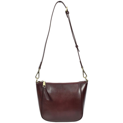 Women's Real Leather Cross Body Bag Small Size Sling Pouch Catherine BURGUNDY (Min Order From 10Pcs)