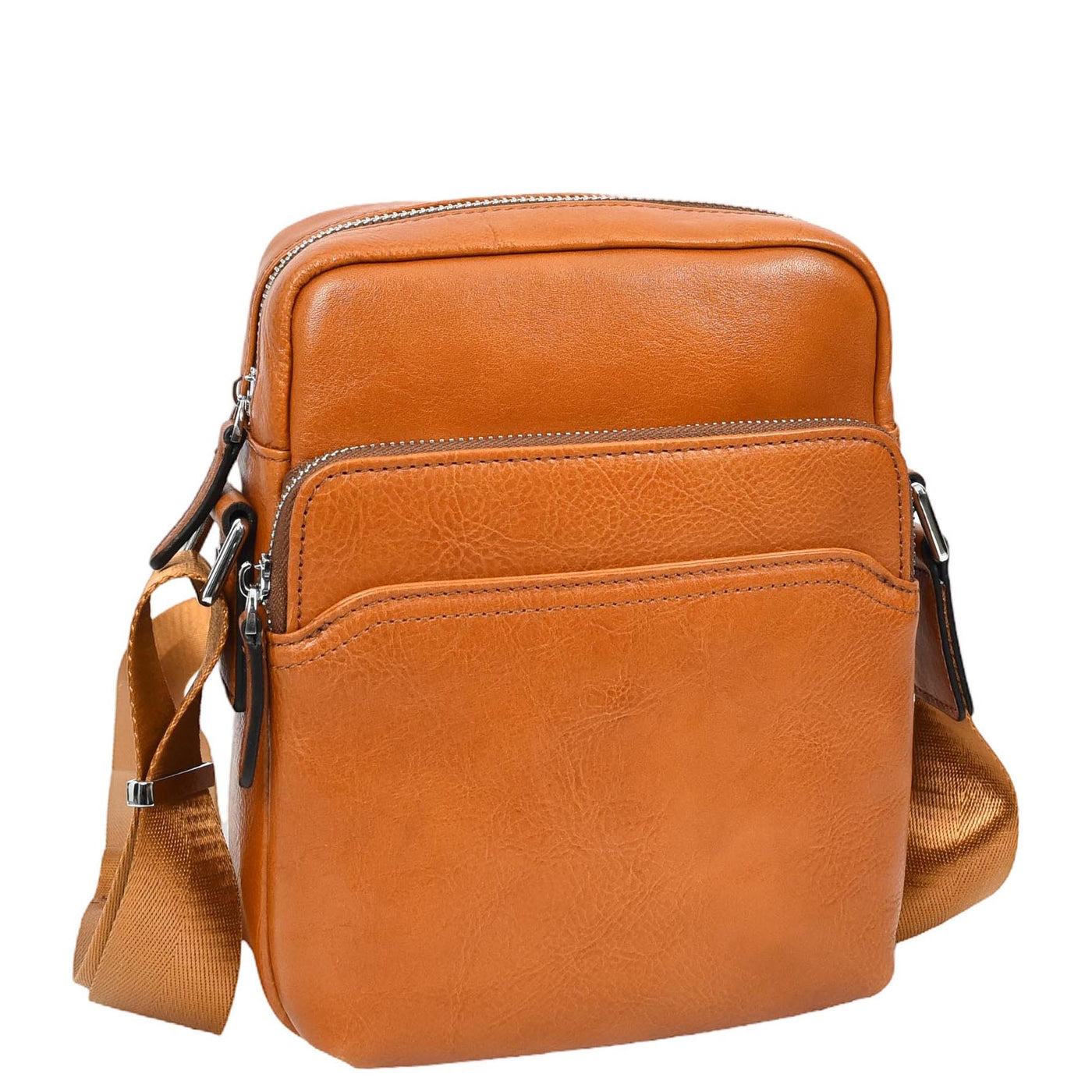 Mens Real Leather Cross Body Bag Small Size Travel Pouch Hanoi Tan (Min Order From 10Pcs)