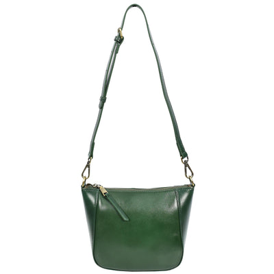 Women's Real Leather Cross Body Bag Small Size Sling Pouch Catherine GREEN (Min Order From 10Pcs)