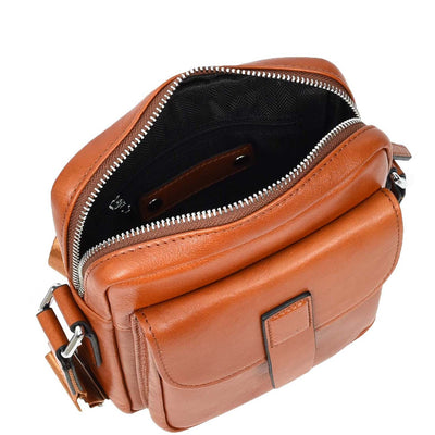 Mens Real Leather Cross Body Bag Small Size Travel Pouch Malmo Tan (Min Order From 10Pcs)