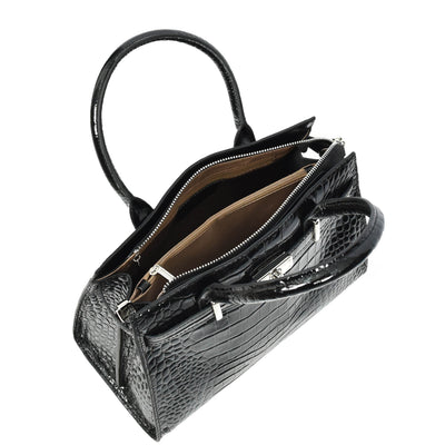 Women Real Leather Handbag Mid Size Organiser Top-Handle Handbag Noelle Black (Min Order From 10Pcs)