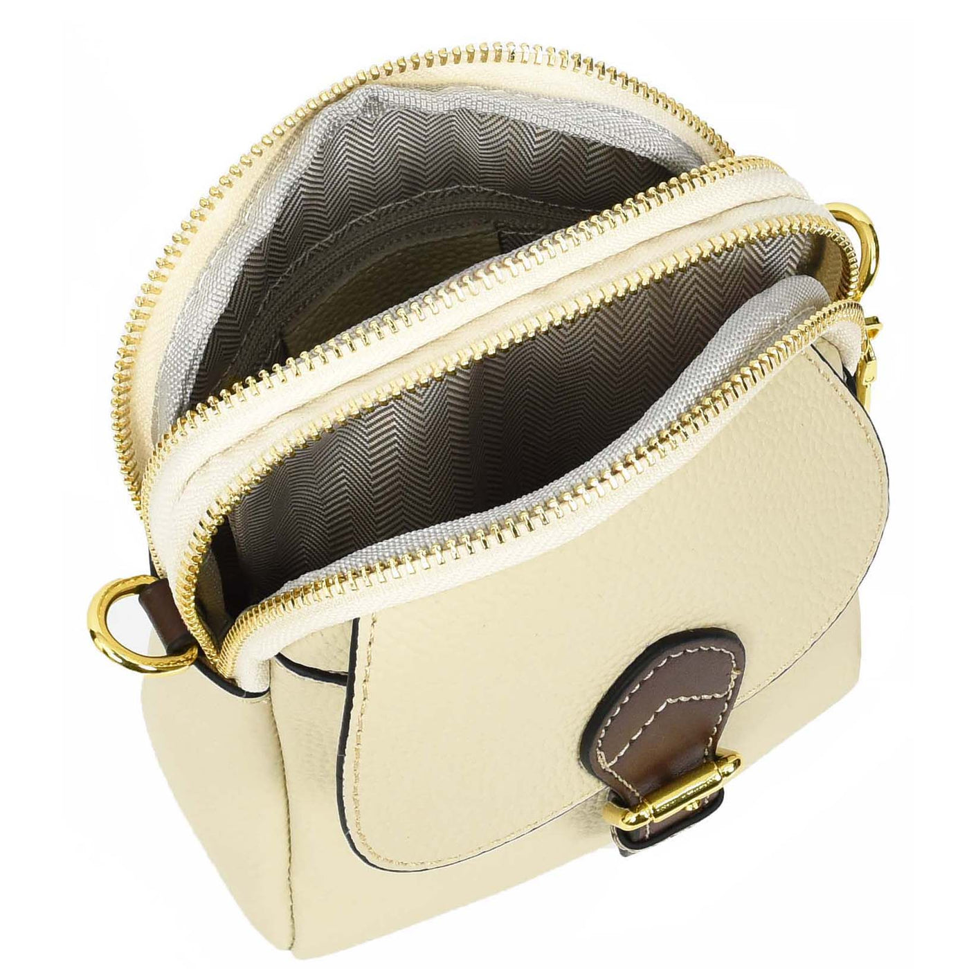 Women's Real Leather Cross Body Bag Small Size Sling Pouch Elizabeth White (Min Order From 10Pcs)