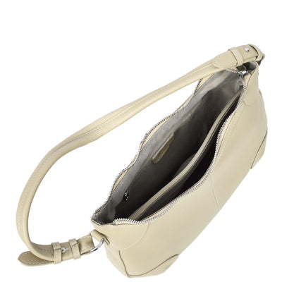 Womens Real Leather Shoulder Bag Classic Cross Body Design Josephine White (Min Order From 10Pcs)
