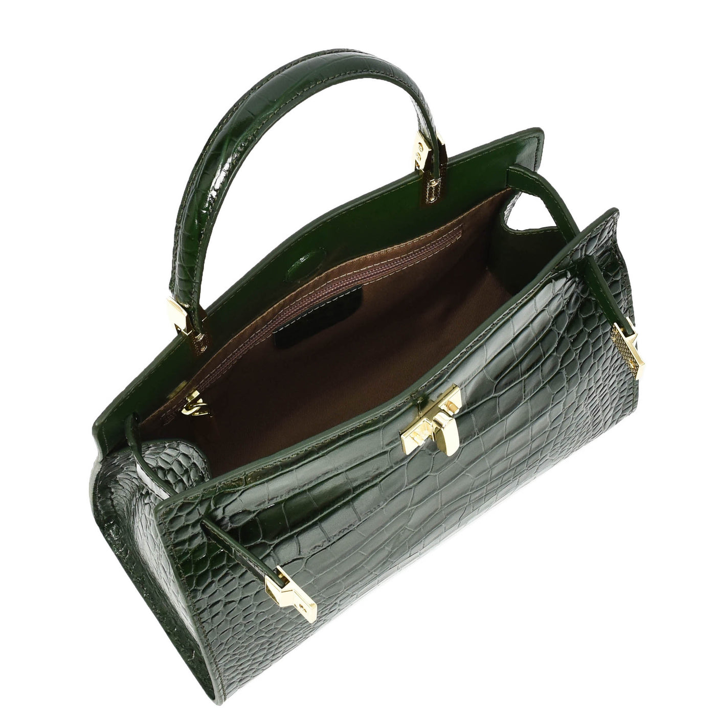 Women's Real Leather Handbag Small Organiser Top-Handle Handbag Camille Green ( Min Order From 10/Pcs )