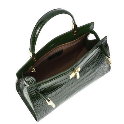 Women's Real Leather Handbag Small Organiser Top-Handle Handbag Camille Green ( Min Order From 10/Pcs )