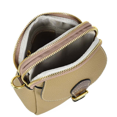 Women's Real Leather Cross Body Bag Small Size Sling Pouch Elizabeth Beige (Min Order From 10Pcs)