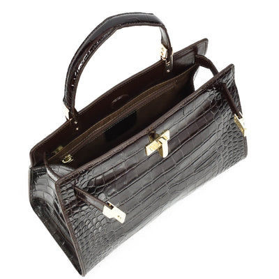 Women's Real Leather Handbag Small Organiser Top-Handle Handbag Camille Brown ( Min Order From 10/Pcs )