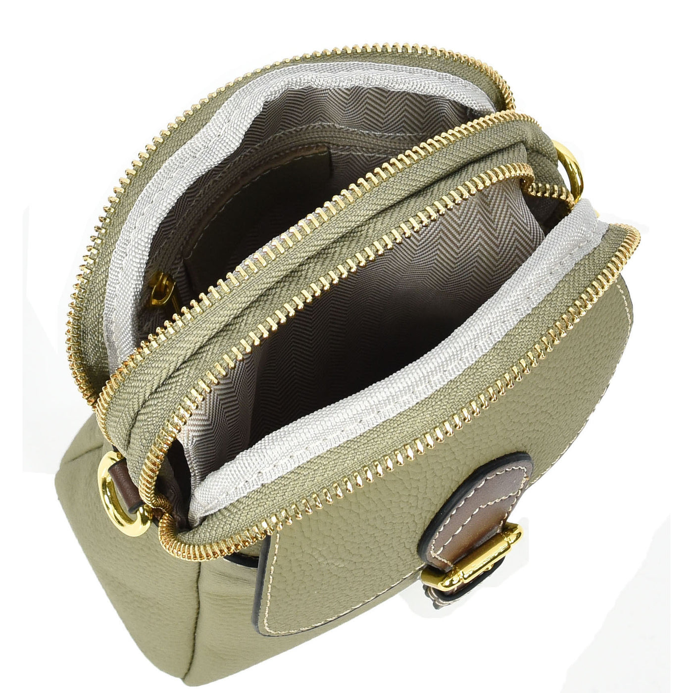 Women's Real Leather Cross Body Bag Small Size Sling Pouch Elizabeth Green (Min Order From 10Pcs)