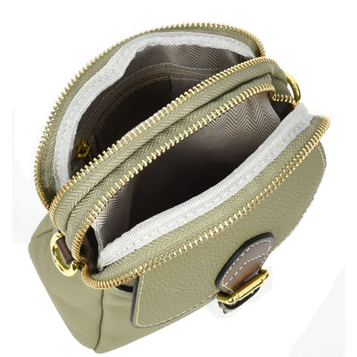 Women's Real Leather Cross Body Bag Small Size Sling Pouch Elizabeth Green (Min Order From 10Pcs)