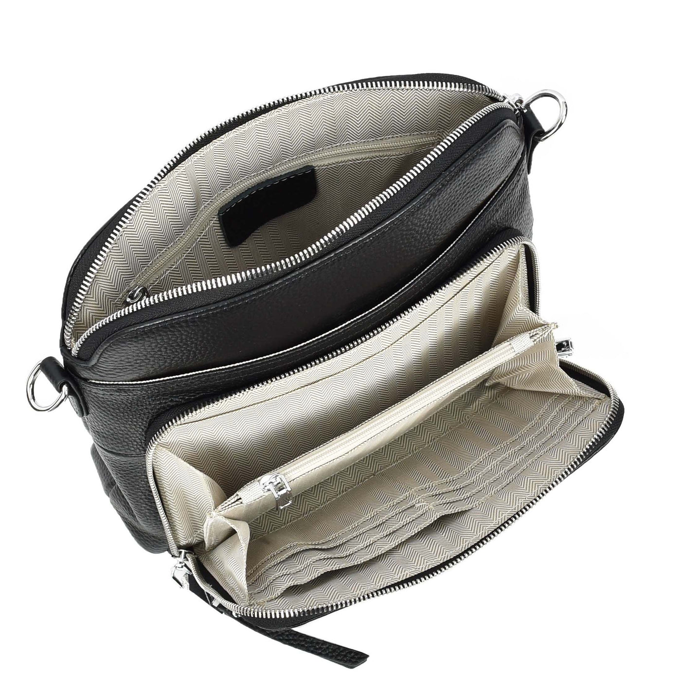 Womens Real Leather Cross Body Bag Classic Sling Style Skye Black (Min Order From 10Pcs)