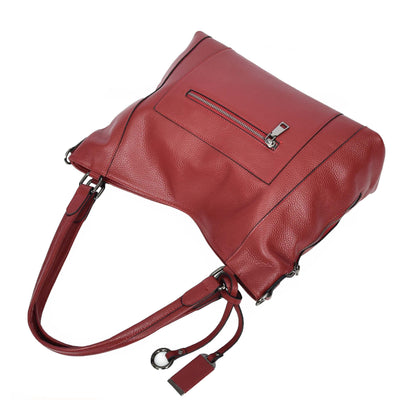 Women's Leather Tote Shoulder Handbag Evelyn Red ( Min Order From 10/Pcs )