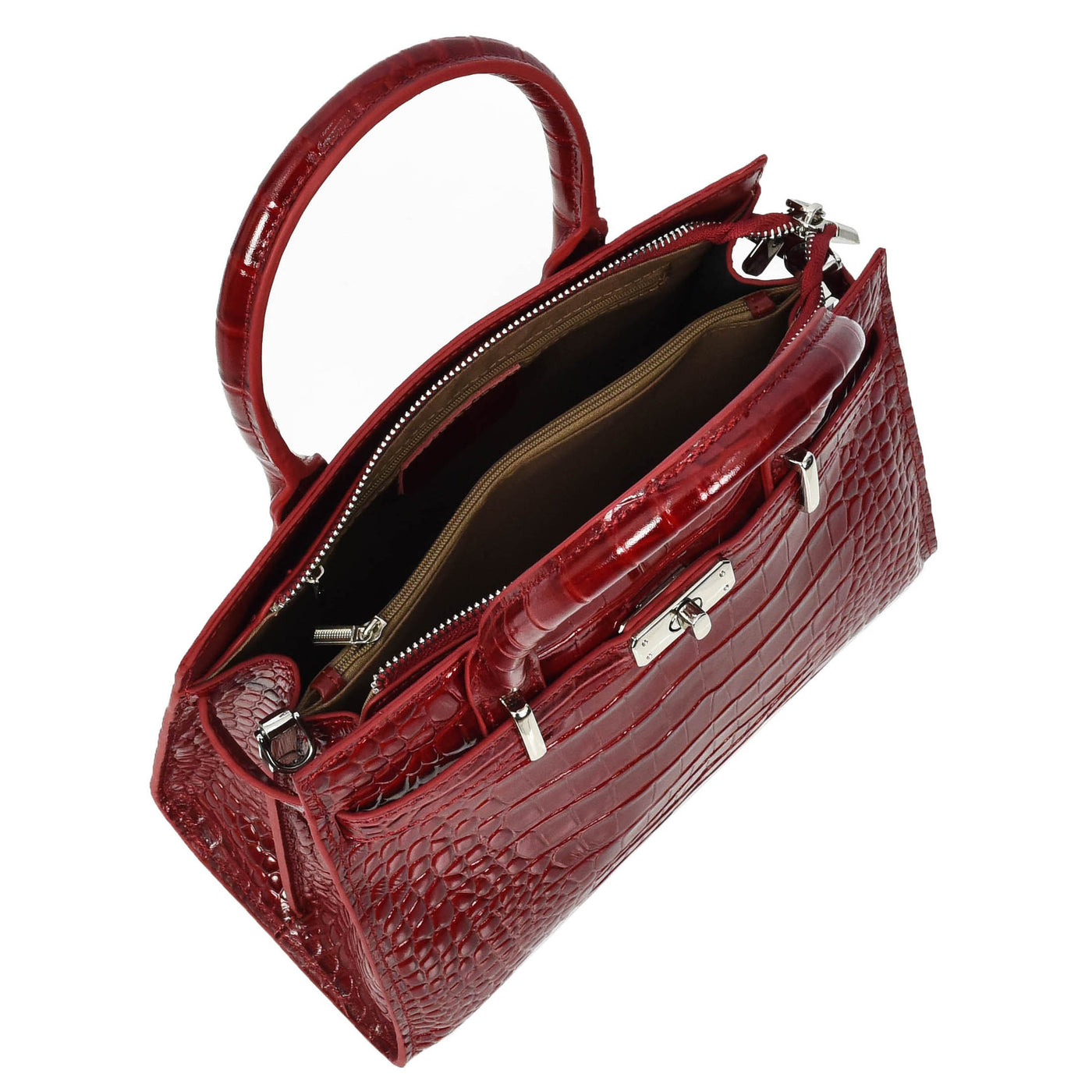 Women Real Leather Handbag Mid Size Organiser Top-Handle Handbag Noelle Red (Min Order From 10Pcs)