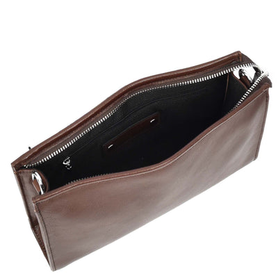 Mens Real Leather Wrist Bag Organiser Cross Body Style Suva Brown (Min Order From 10Pcs)