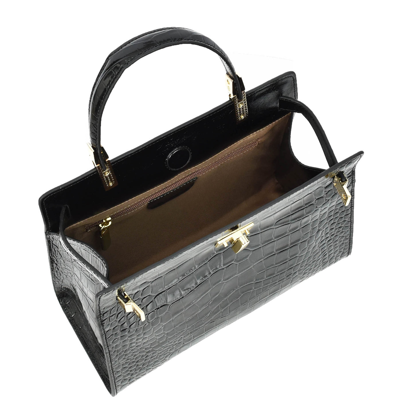 Women's Real Leather Handbag Small Organiser Top-Handle Handbag Camille Black ( Min Order From 10/Pcs )