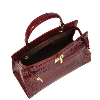 Women's Real Leather Handbag Small Organiser Top-Handle Handbag Camille Red ( Min Order From 10/Pcs )