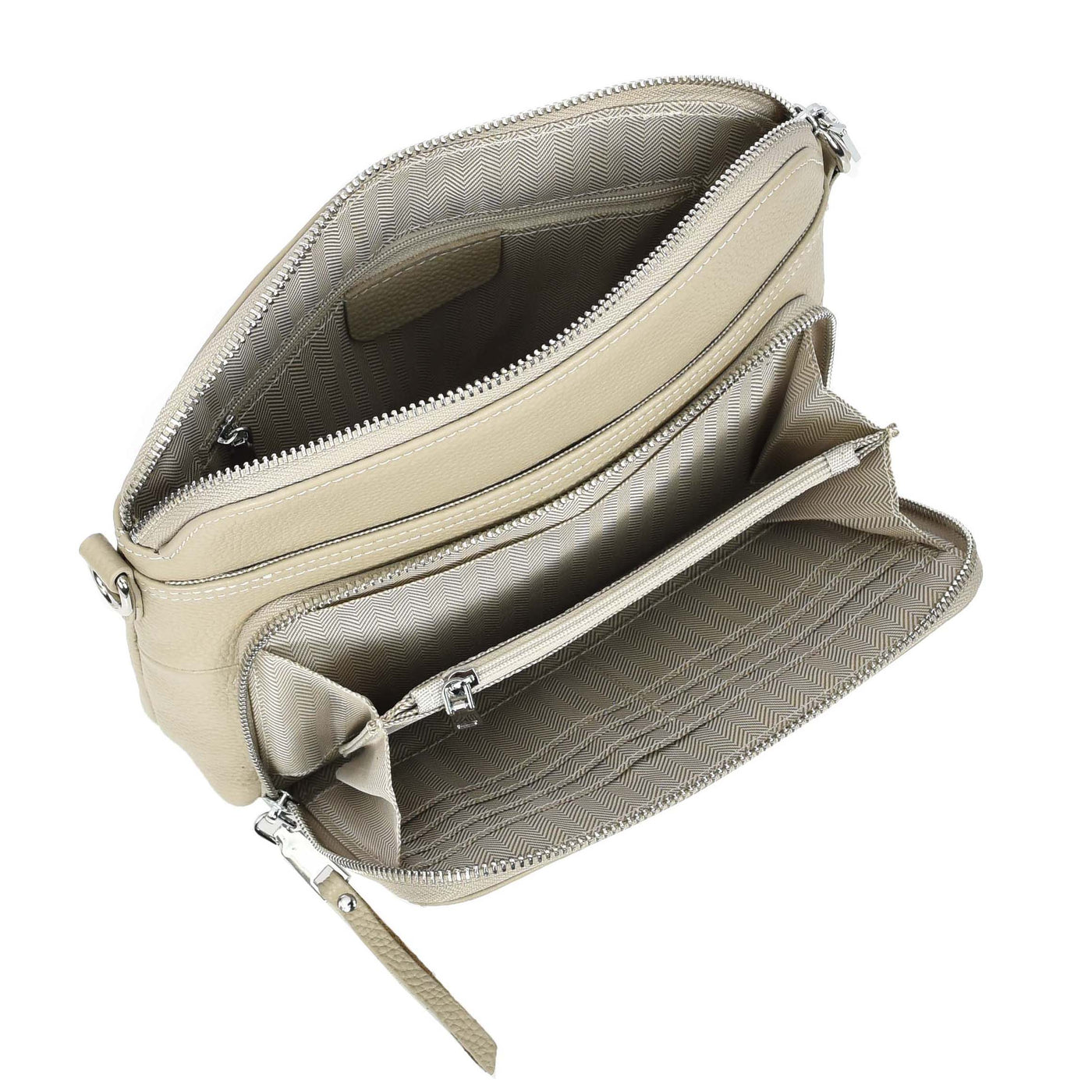 Womens Real Leather Cross Body Bag Classic Sling Style Skye Beige (Min Order From 10Pcs)