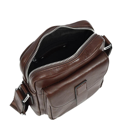Mens Real Leather Cross Body Bag Small Size Travel Pouch Malmo Brown (Min Order From 10Pcs)