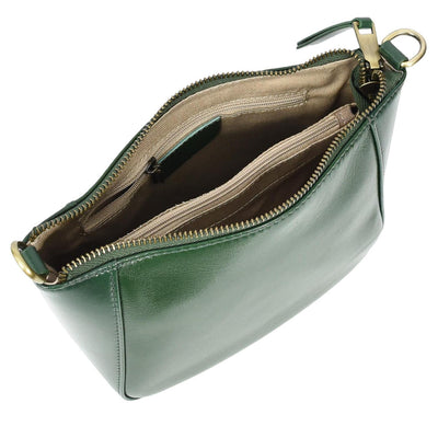 Women's Real Leather Cross Body Bag Small Size Sling Pouch Catherine GREEN (Min Order From 10Pcs)