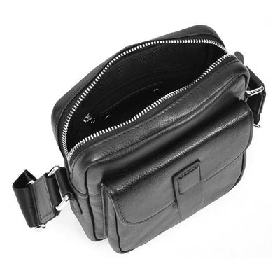 Mens Real Leather Cross Body Bag Small Size Travel Pouch Malmo Black (Min Order From 10Pcs)
