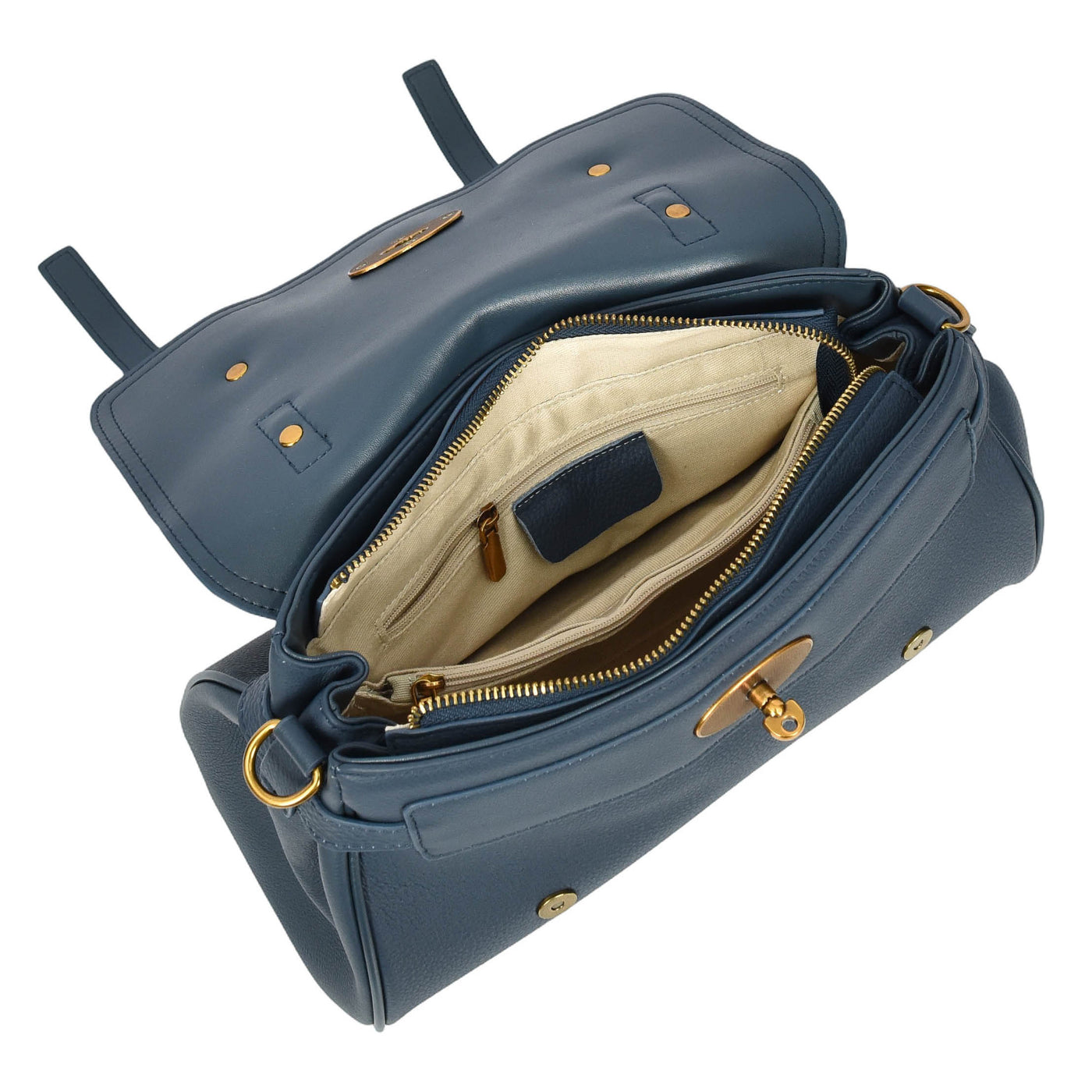 Womens Real Leather Handbag Classic Satchel Top-Handle Style Greta Blue (Min Order From 10Pcs)