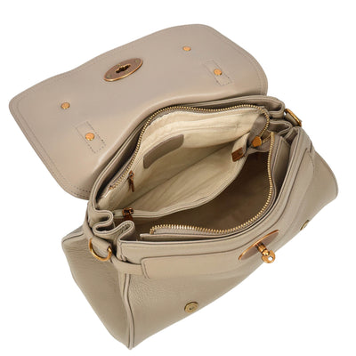 Womens Real Leather Handbag Classic Satchel Top-Handle Style Greta Gray (Min Order From 10Pcs)