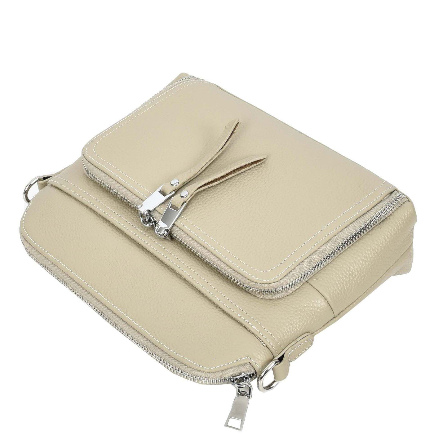 Womens Real Leather Cross Body Bag Classic Sling Style Skye Beige (Min Order From 10Pcs)