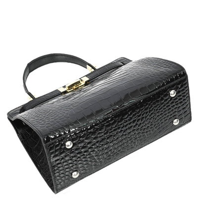 Women's Real Leather Handbag Small Organiser Top-Handle Handbag Camille Black ( Min Order From 10/Pcs )