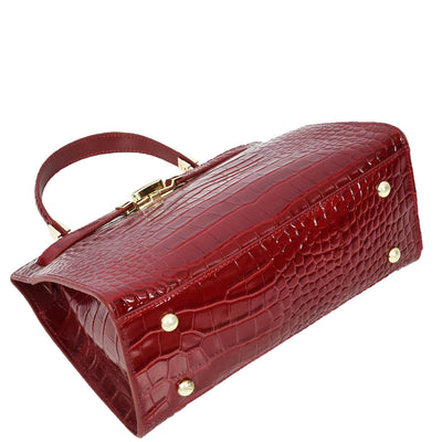 Women's Real Leather Handbag Small Organiser Top-Handle Handbag Camille Red ( Min Order From 10/Pcs )