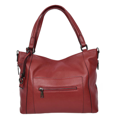 Women's Leather Tote Shoulder Handbag Evelyn Red ( Min Order From 10/Pcs )